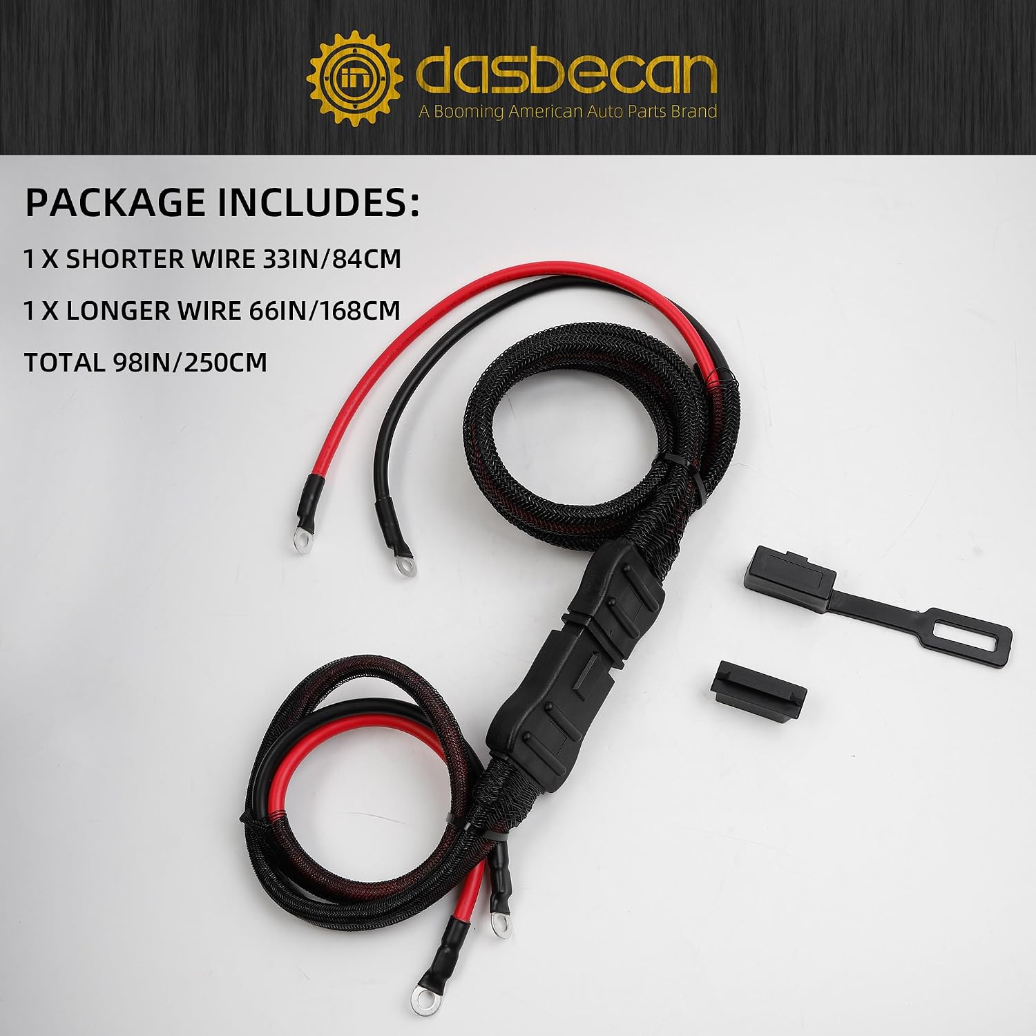 Dasbecan 21294 2 Pin Battery Cable Compatible with Western Fisher Snow Plow | Truck & Plow Side Battery Cable Wiring Harness Replaces# 61169 63411