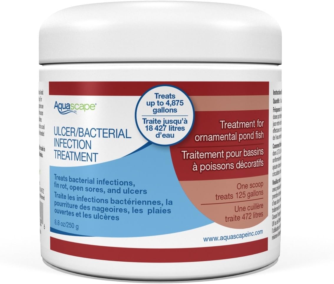 Aquascape 81038 Fish Ulcer and Bacterial Treatment Dry 250 g / 8.8 oz for Pond Water Feature