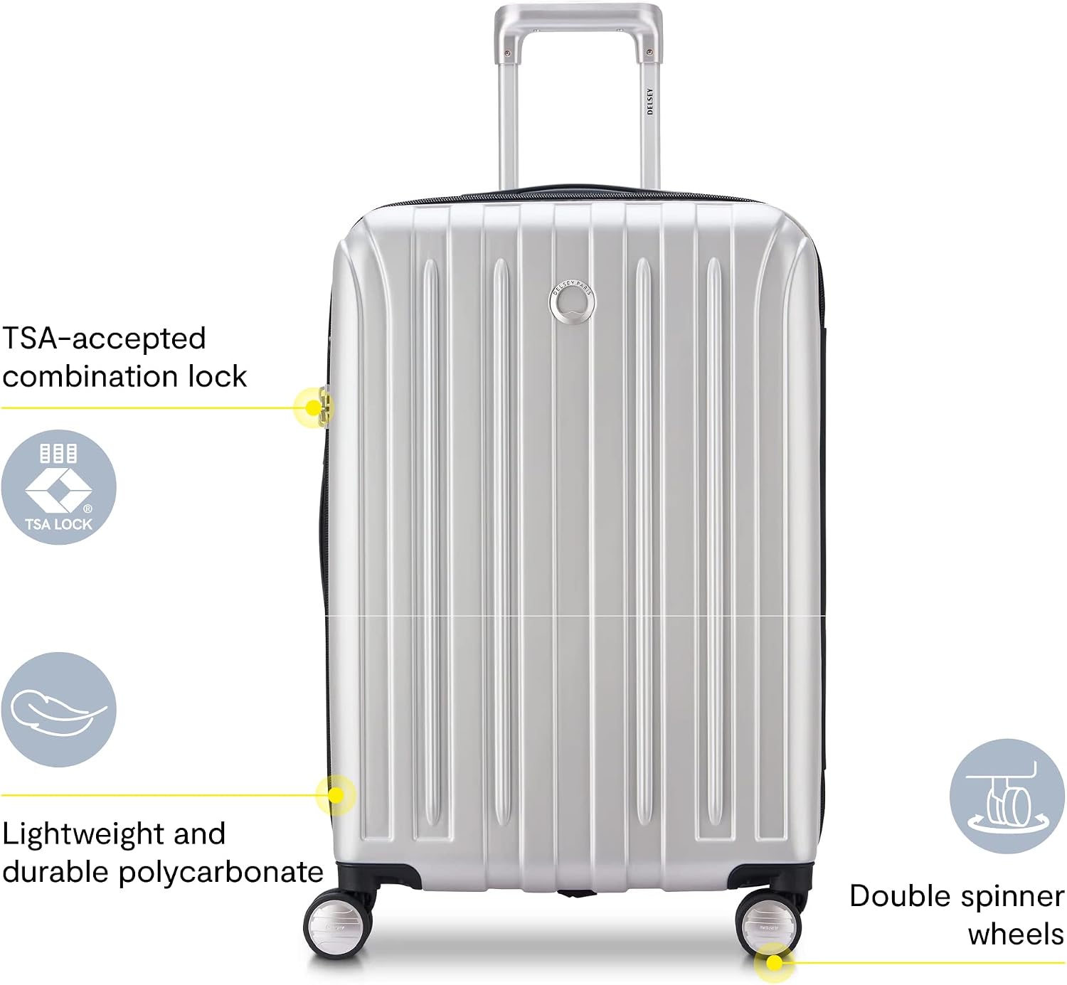 DELSEY PARIS Titanium Hardside Expandable Luggage with Spinner Wheels Carry-On Luggage, Graphite, Carry-On 19 Inch