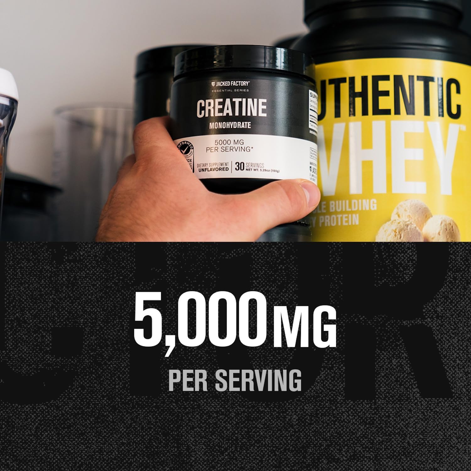 Jacked Factory Creatine Monohydrate Powder 425g - 5g Daily Micronized Creatine Monohydrate for Men and Women, Vegan-Friendly