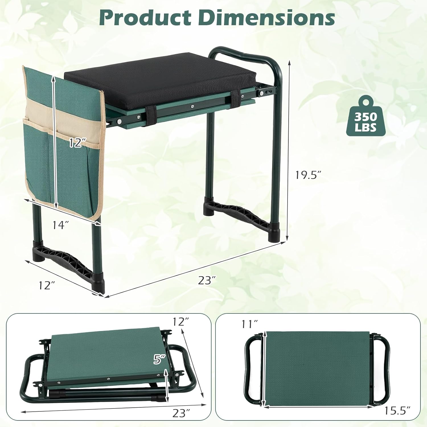 Goplus Garden Kneeler and Seat, Foldable Garden Bench for Kneeling & Sitting, Widened 8" EVA Soft Foam Pad