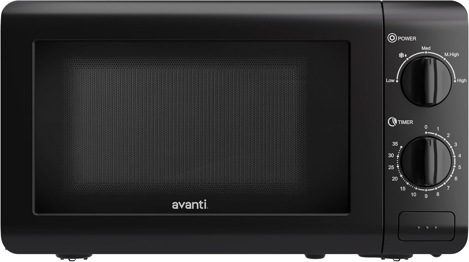 Avanti Microwave Oven 700-Watts Compact Mechanical with 5 Power Settings, Defrost, Full Range Temperature Control and Removable Glass Turntable
