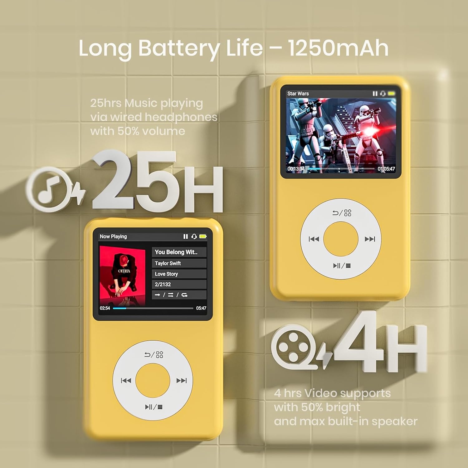 MP3 Player with Bluetooth 128GB Portable Music Digital Players Supports Playlist Audiobook Video Nice Gadget for Kids Black