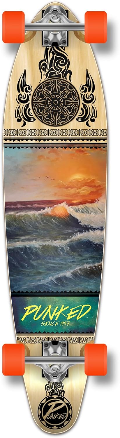 Graphic Series Complete Kicktail Skateboards Longboard w/BlackWidow Premium 80A Grip Tape, Aluminum Truck, ABEC9 Bearing, 71mm Skateboard Wheels