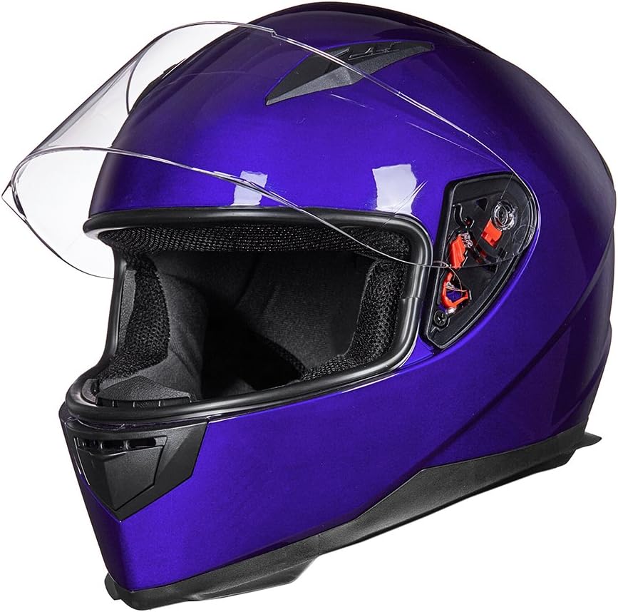 ILM Full Face Motorcycle Street Bike Helmet with Removable Winter Neck Scarf + 2 Visors DOT Model ILM-313