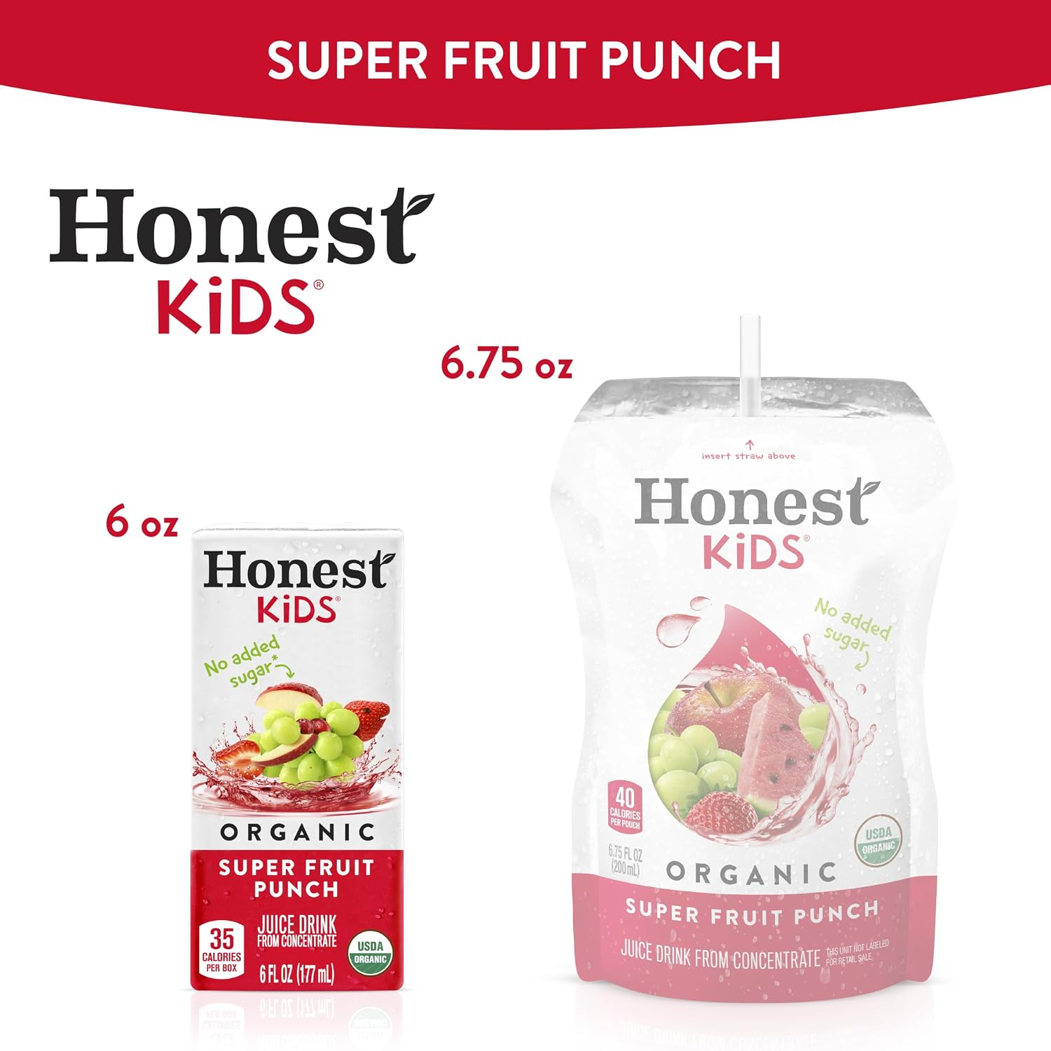 Honest Kids Appley Ever After, Organic Juice Drink, 6 Fl oz Juice Boxes, Pack Of 40, Apple