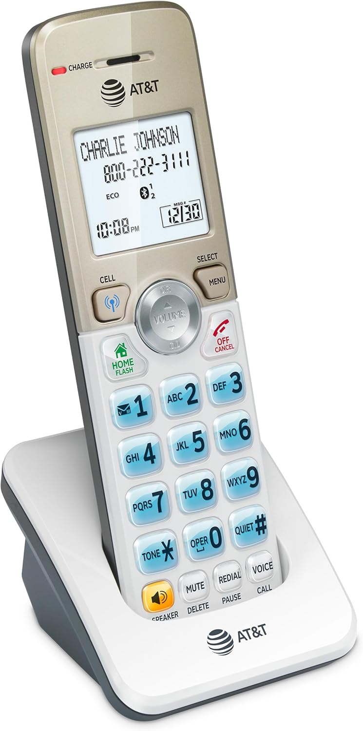 AT&T DL72219 DECT 6.0 2-Handset Cordless Phone for Home with Connect to Cell, Call Blocking, 1.8" Backlit Screen, Big Buttons, intercom
