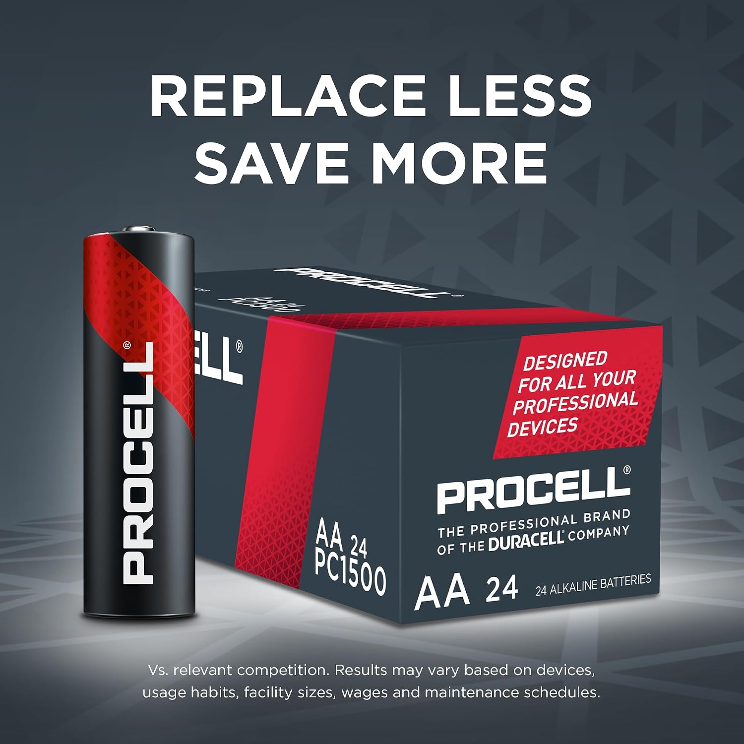 PROCELL AA Alkaline Batteries 1.5V, 144-Count Bulk Pack, Made in USA | Professional facility and medical device power, ANSI/IEC LR6, 3, 075 mAh