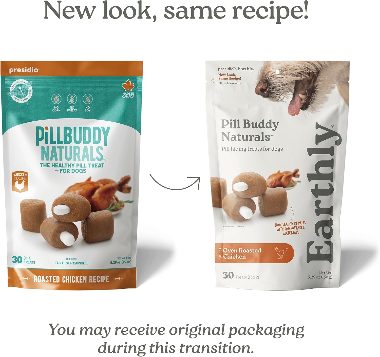 Presidio Earthly Pill Buddy Naturals - PB & Banana Recipe Pill Hiding Treats for Dogs - Make A Perfect Pill Concealing Pocket Or Pouch for Any Size Medication - 30 Servings