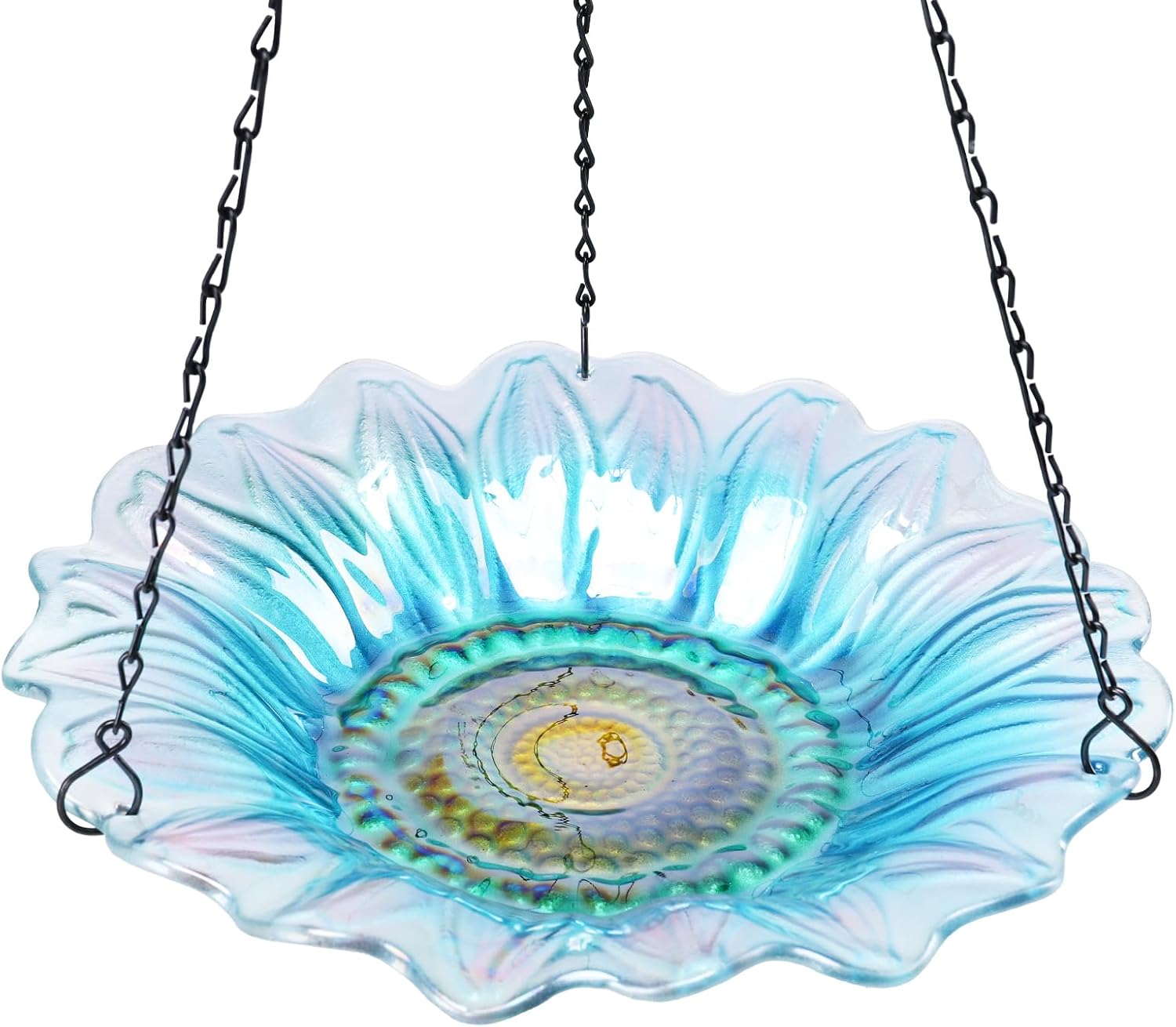 VCUTEKA Hanging Bird Baths Outdoor Glass Birdbath Feeder for Garden Decor