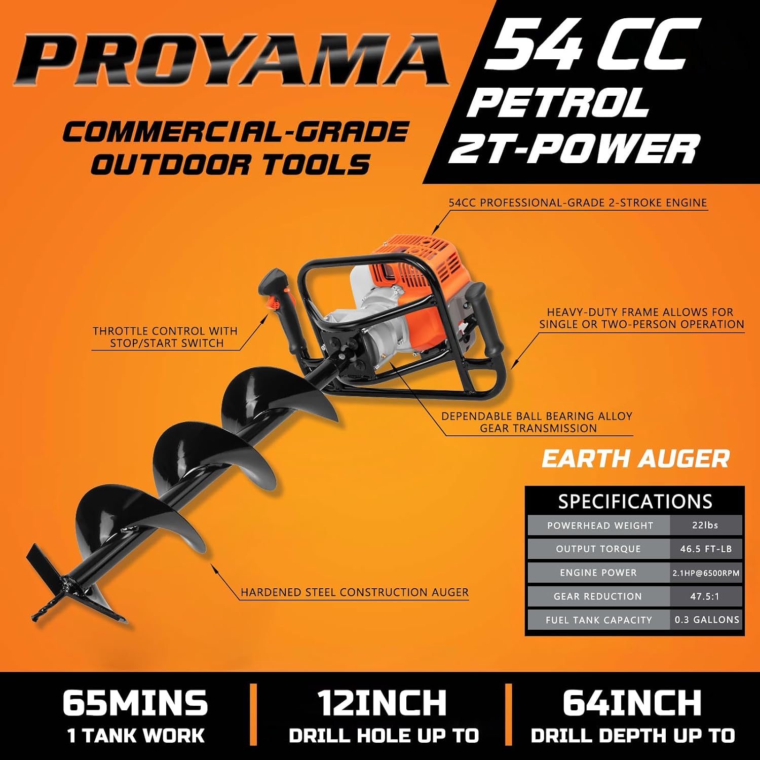 PROYAMA 54cc Post Hole Digger