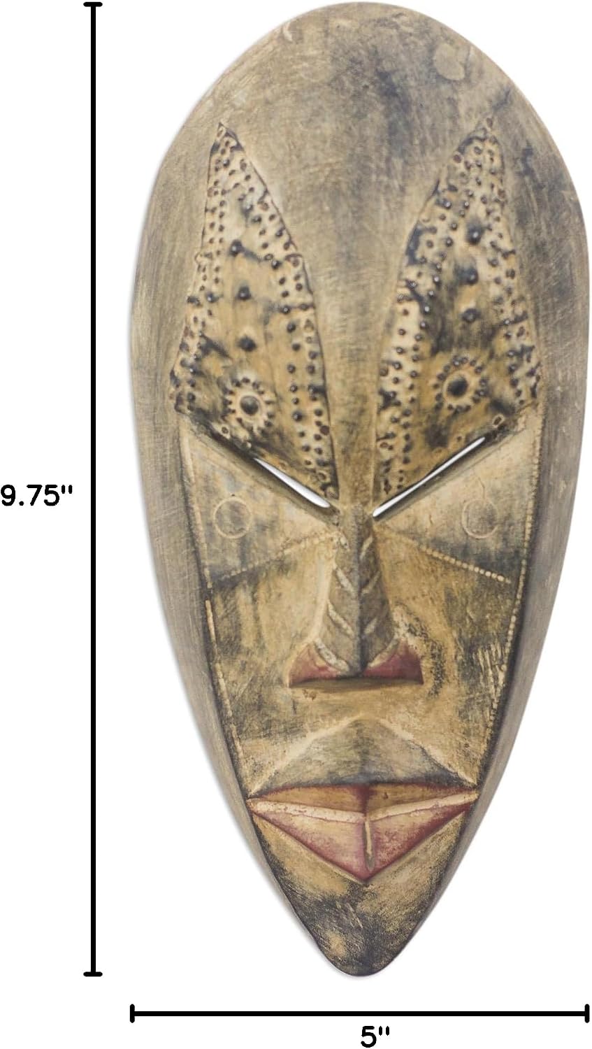 NOVICA Hand Carved African Wall Mask 'Brilliant Mind'