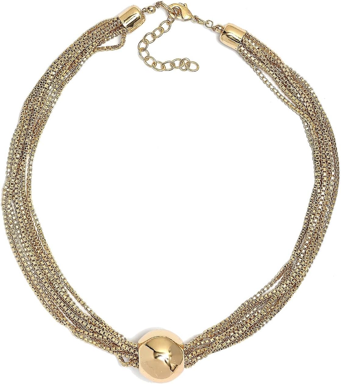 3 Piece Set Multi Layer Chain Necklace 15"Bracelet 7.50In Earrings
