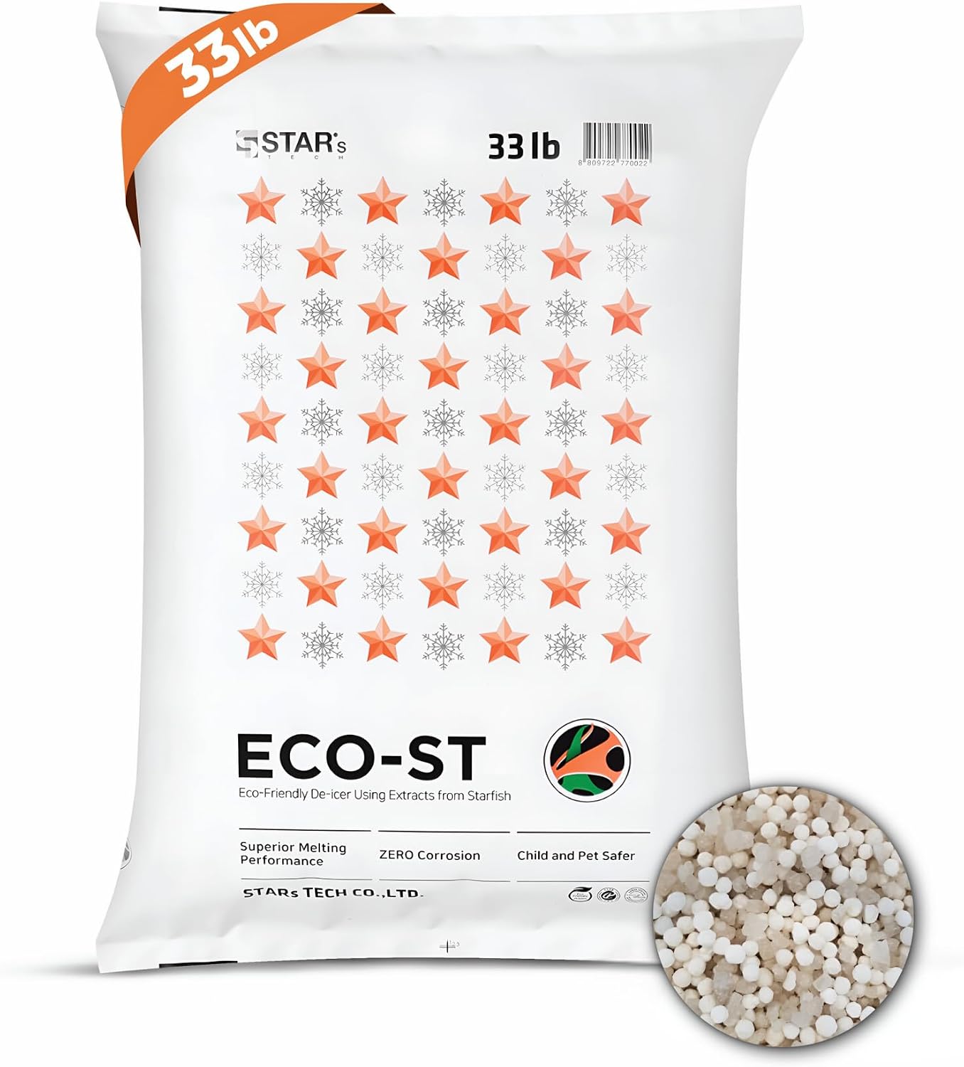ECO-ST Ice Melt Safe For Concrete - Fast Acting - Pet Safe Anti-Corrosion Snow Melt - Effective at -30℉ (11lb)