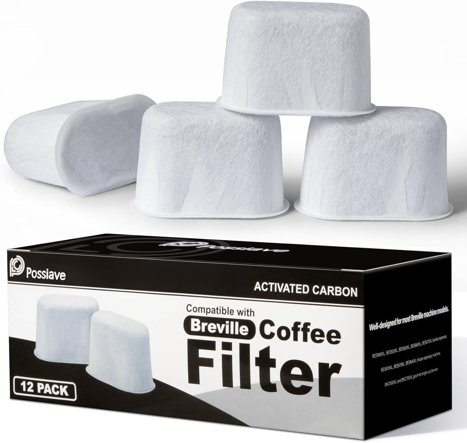 Possiave 12-Pack Water Filters Compatible with Breville BWF100 Machines