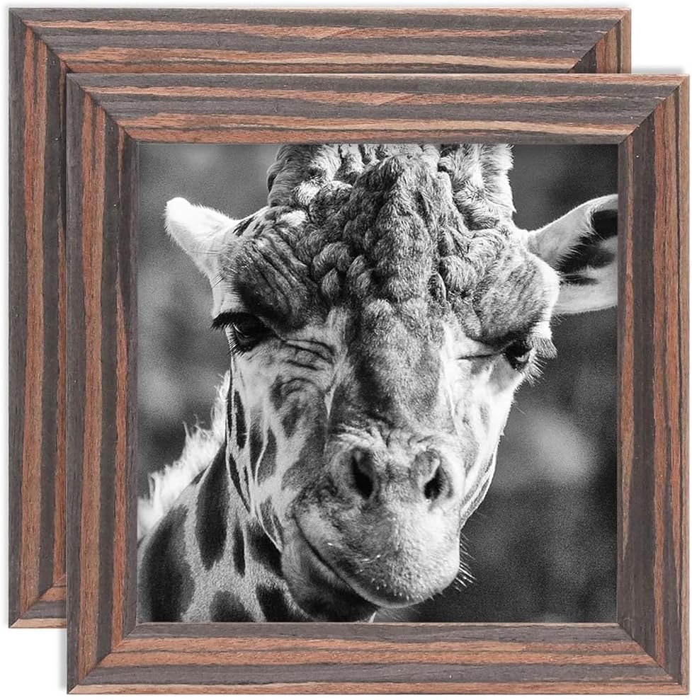Picture Frames 8x8 2 Pack Made of Solid Wood Black for Wall Mounting and Tabletop Display