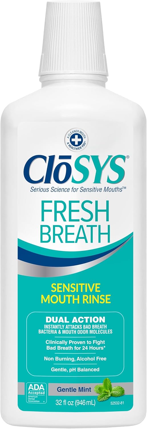 CloSYS Mouthwash, 32 Ounce, Fresh Breath Mouthwash, 2 Pack, Gentle Mint