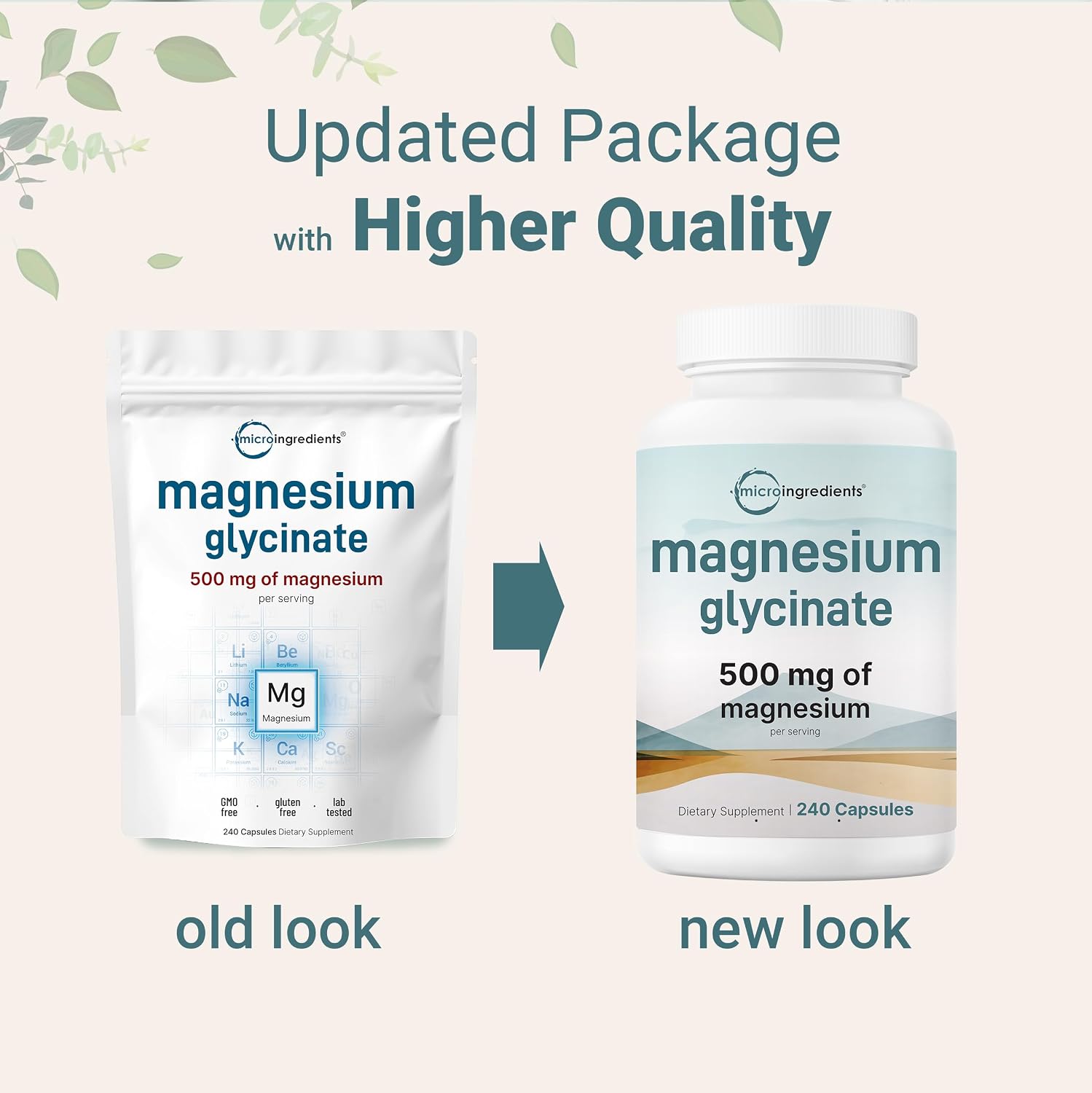 Micro Ingredients Magnesium Glycinate 500mg Per Serving, 240 Capsules | Potent Elemental Form, Chelated, High Absorption | Healthy Muscle, Bones