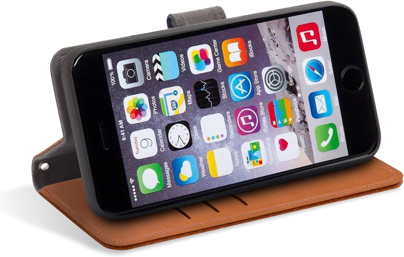 SafeSleeve EMF Blocking Wallet Case for iPhone 6/7/8, Black | EMF Blocker, Card Data Protection, Magnetic Closure, Leather Folio Protection for Daily Use