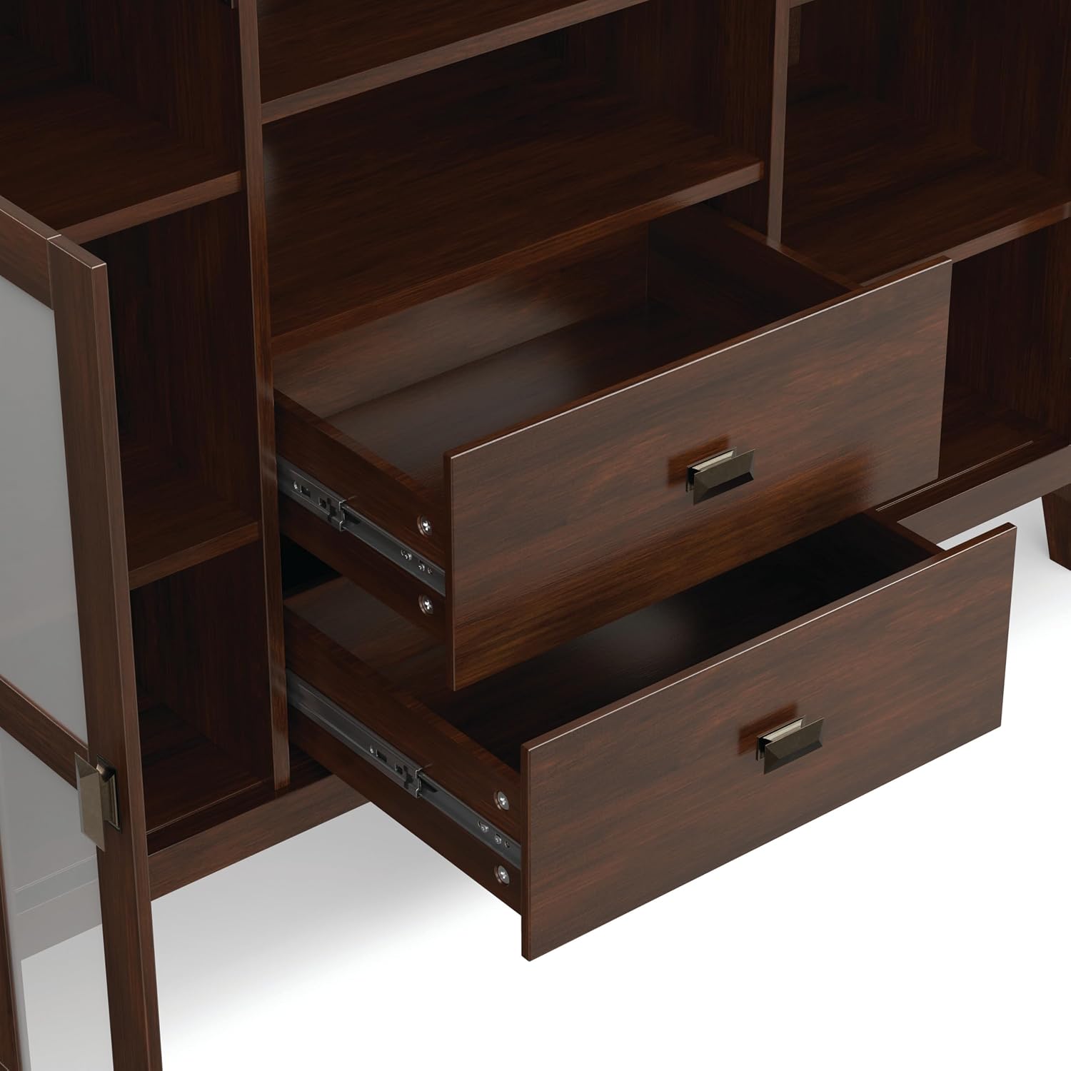 SIMPLIHOME Artisan 53" Wide Solid Wood TV Stand in Russet Brown
