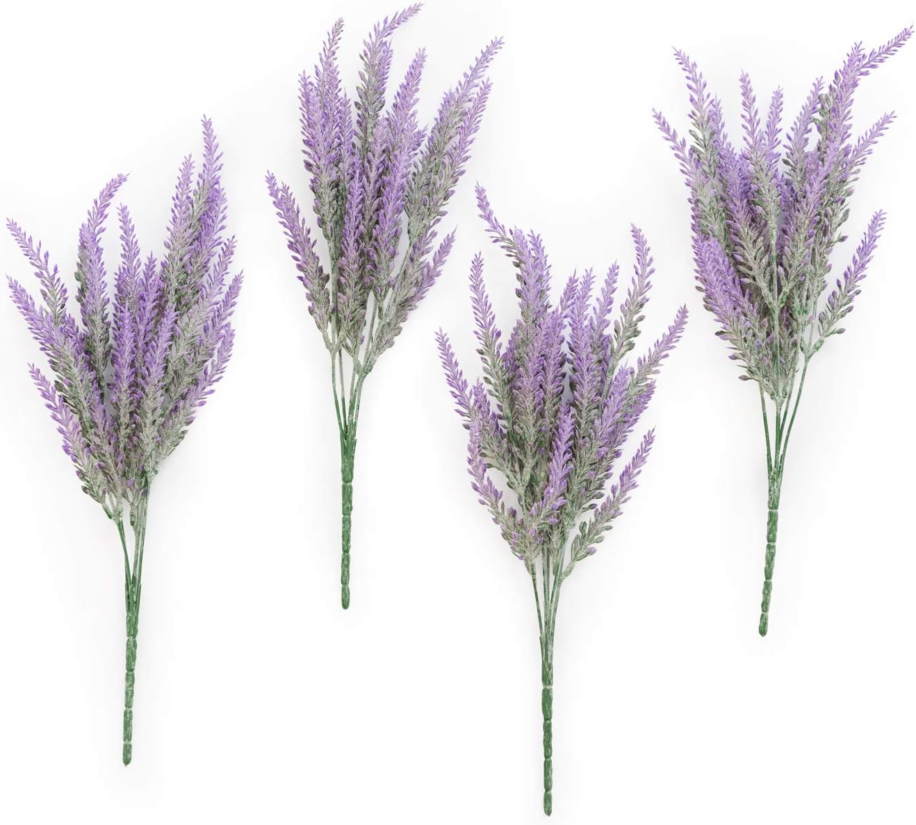 Ling's moment Artificial Purple Lavender, 4 Bushes Fake Lilac Flower