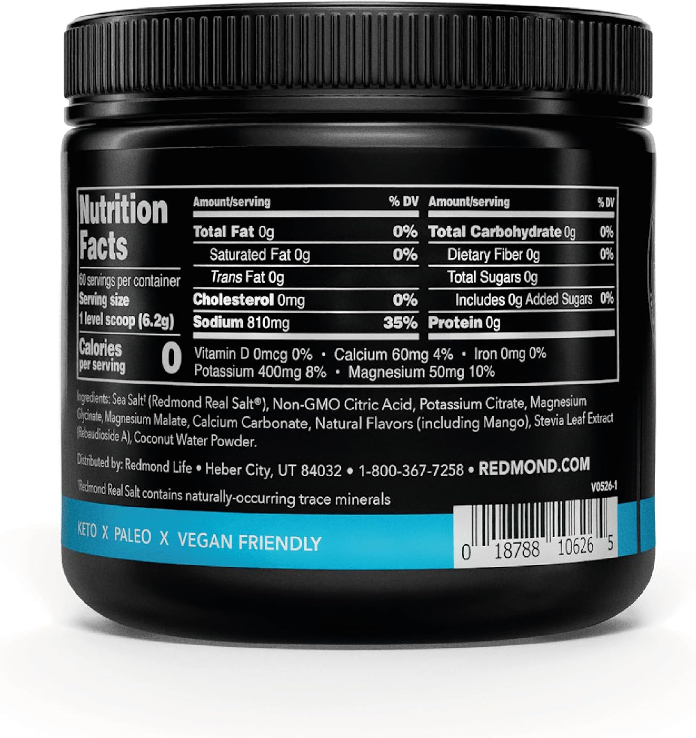 REDMOND Re-Lyte Sugar Free Electrolyte Powder Drink Mix (Mixed Berry)