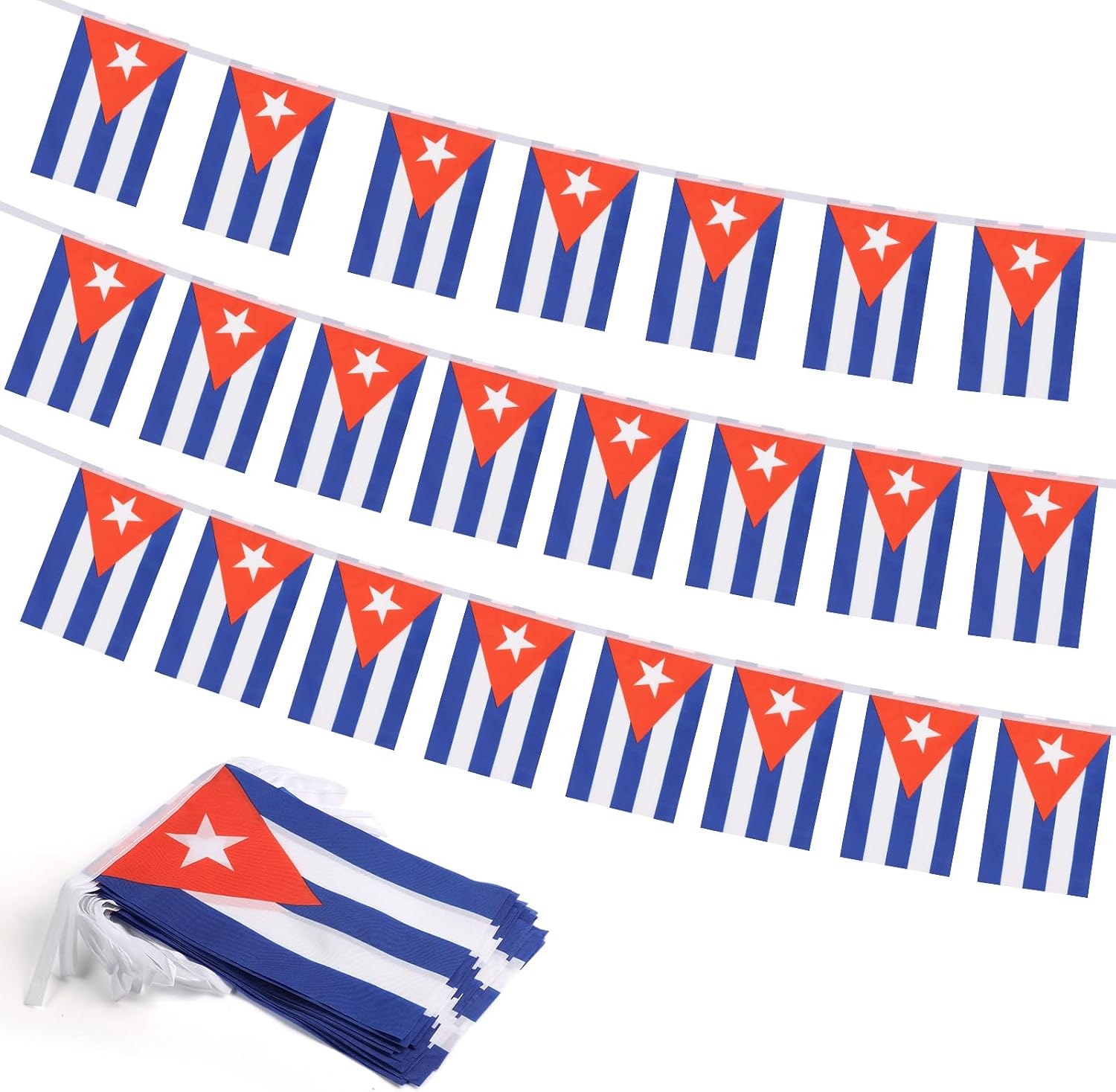 Nicaragua Flag Banner, Small Mini Nicaraguan Flags Patriotic Decoration for Party, Classroom, Sports Events, 33 Feet 30 Flags
