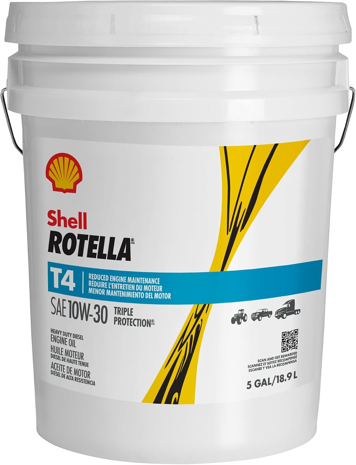 Shell Rotella T4 Triple Protection 15W-40 Diesel Engine Oil, 1 Gallon (3 Pack)