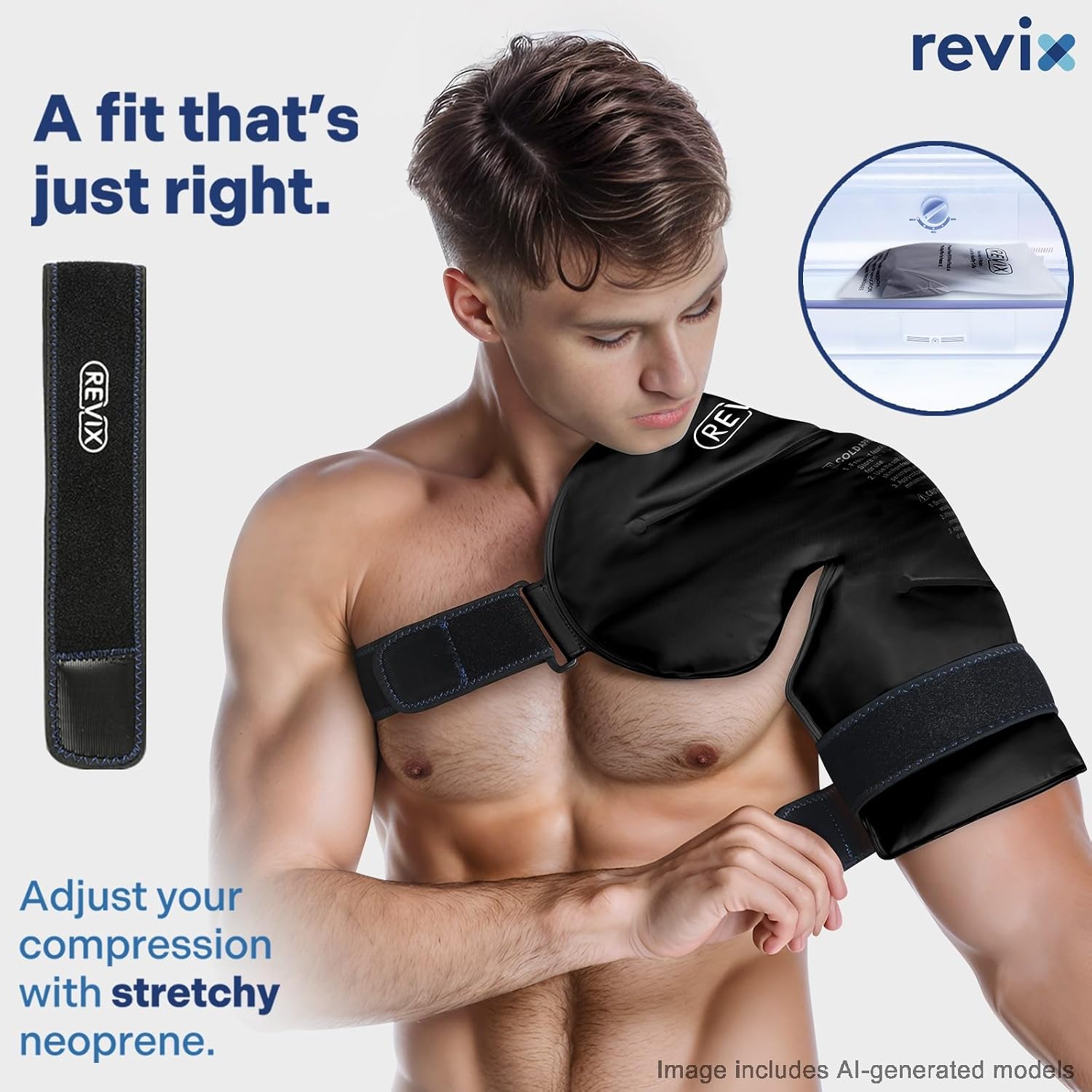 REVIX Shoulder Ice Pack Wrap for Rotator Cuff, Reusable Gel Cold Pack