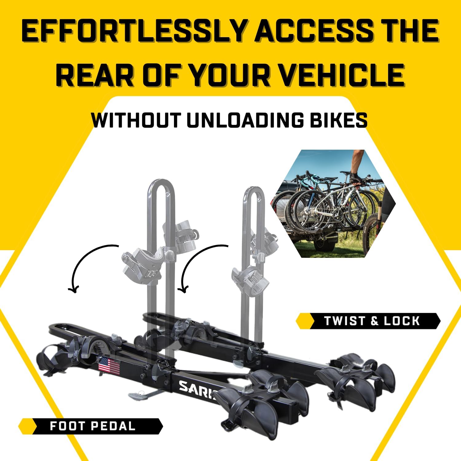 Saris Freedom Hitch Rack – Lightweight Platform Bike Carrier for Car, SUV & Truck – No Frame Contact, Anti-Wobble, E-Bike Compatible – 2 or 4 Bike