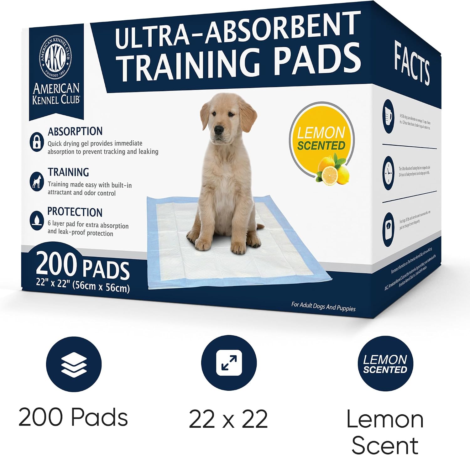 AKC Puppy Training Pads, 22" x 22", Lavender Scented, 150 Count