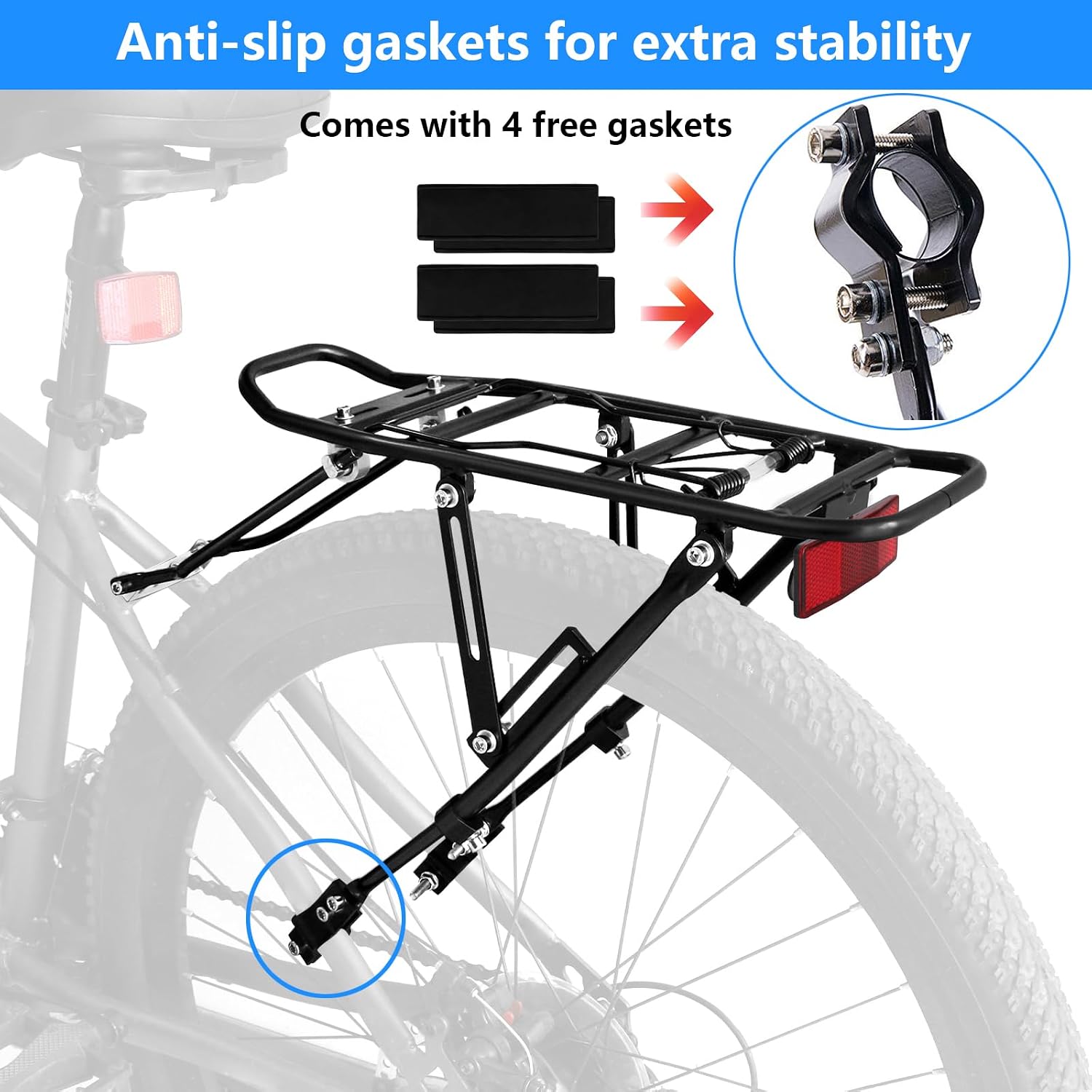 Generies Biking Universal Adjustable Bike High Capacity Cargo Rack Cycling Equipment Stand Footstock Bicycle Luggage Carrier Racks