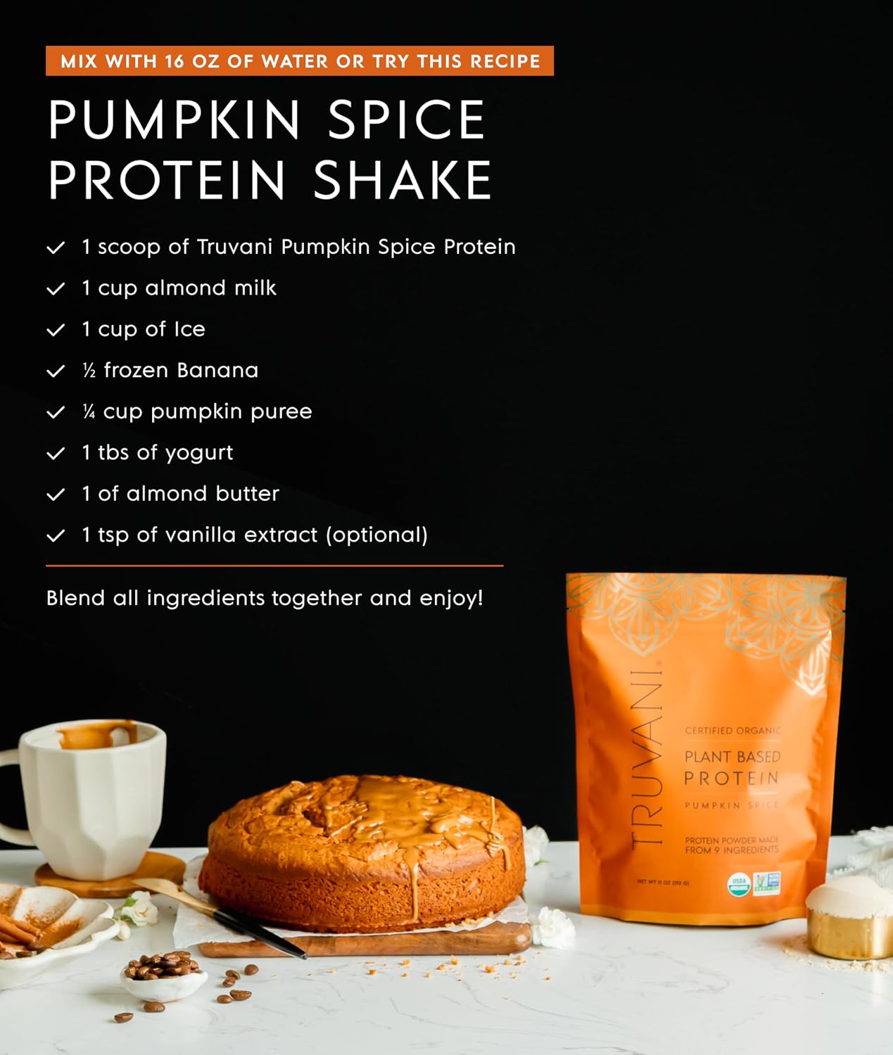 Truvani Organic Plant Based Protein Powder | Chocolate Peanut Butter
