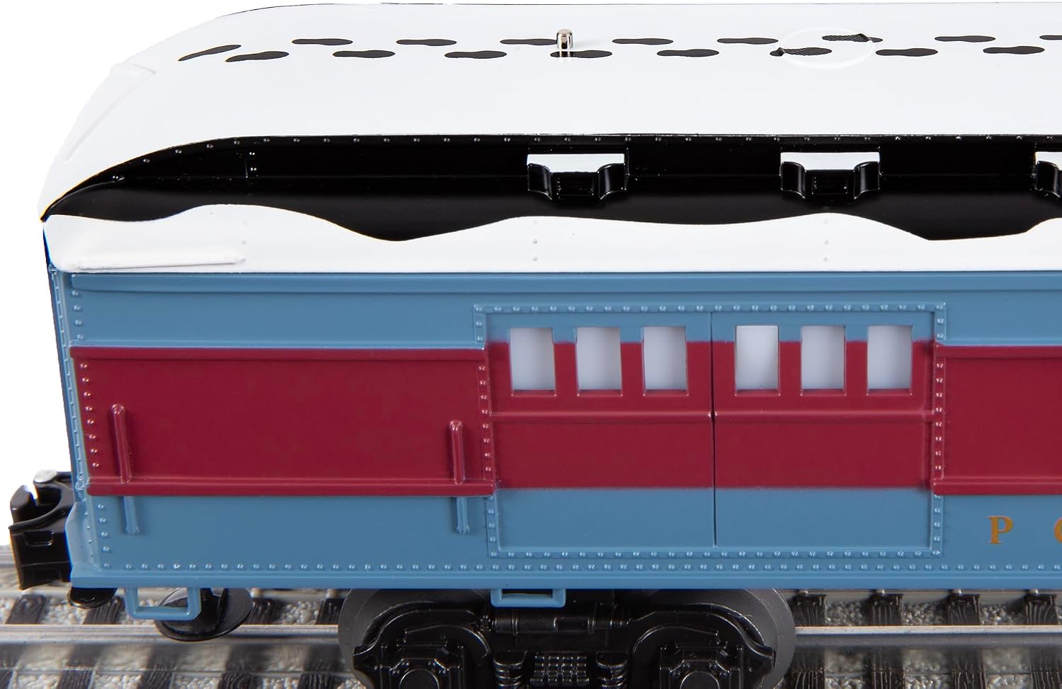 Lionel The Polar Express O Gauge Baggage Car – Lighted Railroad Model Train Car with Diecast Trucks, Operating Couplers, Snow-Covered Roof Detail
