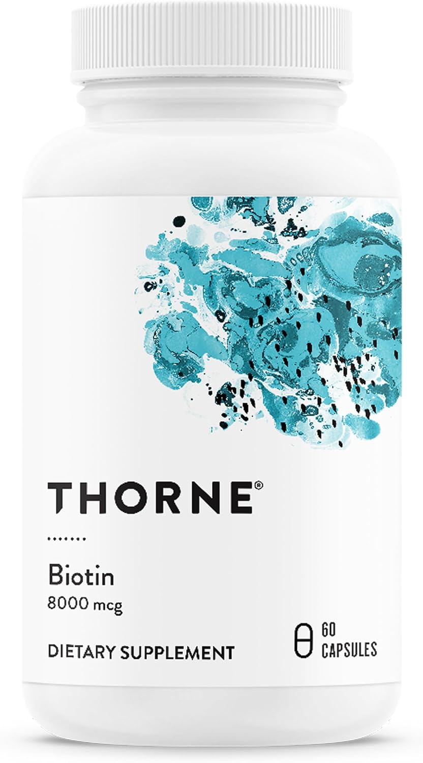 THORNE Biotin, 8 mg Vitamin B7 Supplement, 60 Capsules | Supports Healthy Hair, Nails, Skin & Metabolism, Supports Nerve Health*, Gluten