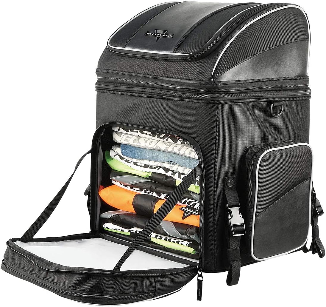 Nelson Rigg Route 1 Destination Backrest/Sissy Bar Rack Bag; Fits Harley Davidson, Indian, Yamaha & Suzuki Motorcycles