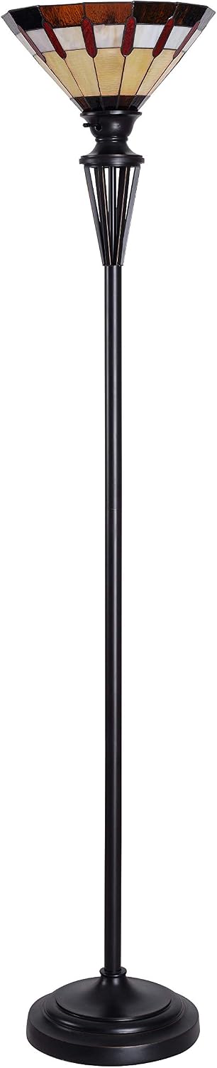 Kenroy Home Harmond 1 Light Art Glass Torchiere with Bronze Finish, Classic Style, 71.5" Height, 14.5" Width, 14.5" Depth