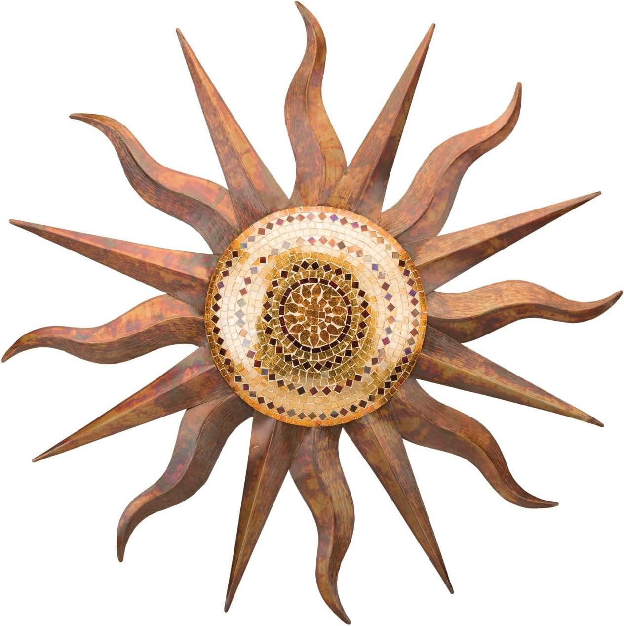 Regal Art & Gift Handcrafted Metal Sun Wall Decor, Rustic Sunburst Wall Art | Copper Patina, 40 in, Metal, Rust-Resistant Sunburst Sculpture, Eye-Catching Accent for Patio, Garden & Home