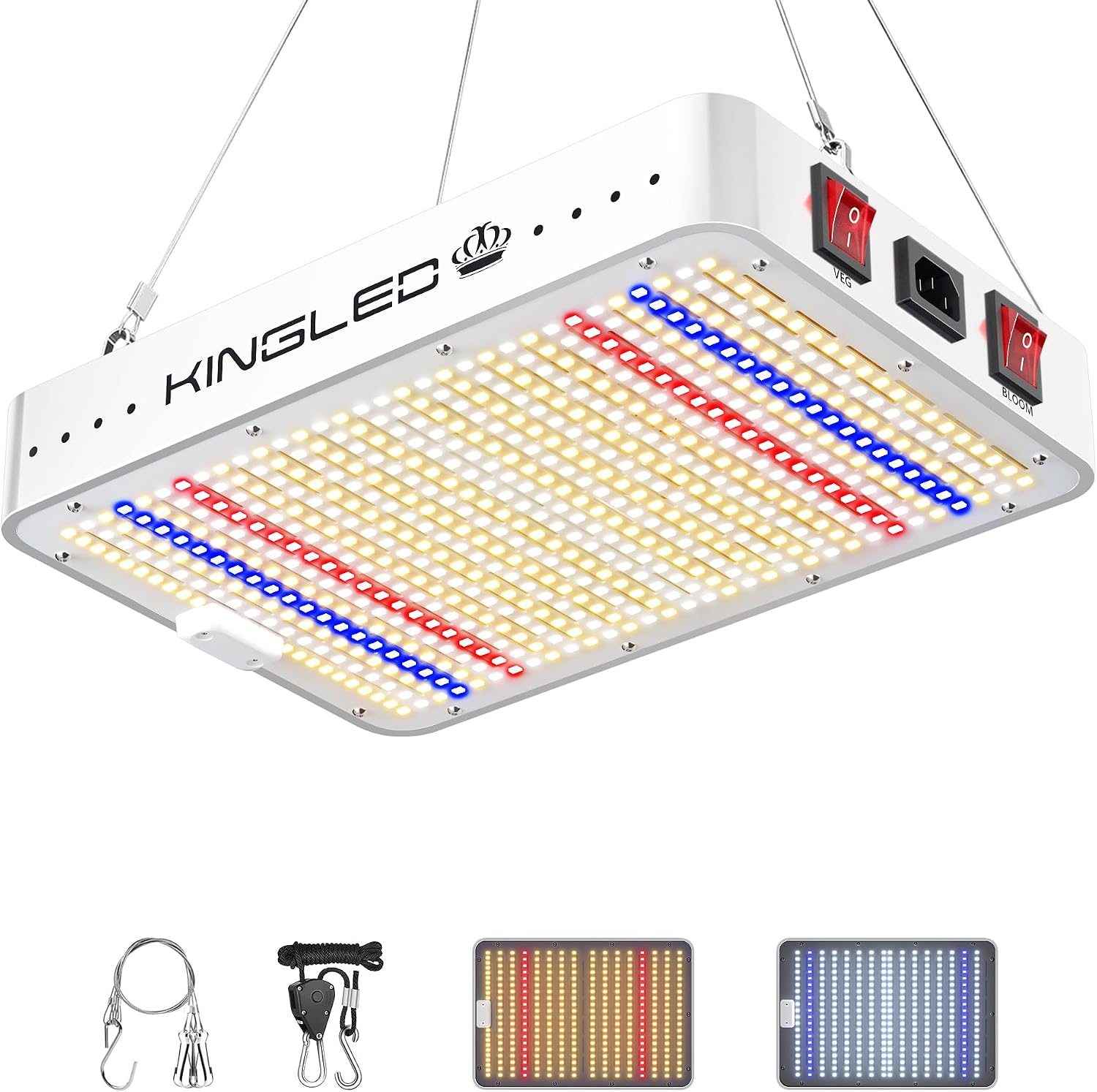 KingLED KP1000 Grow Light for Indoor Plants, Full Spectrum Plant Grow Light | 100W Dimmable LED Growing Light with Veg & Bloom Mode, High PPFD Plant Lamp for Indoor Seed Starting, Fits 2x2/2x3 Grow Tent