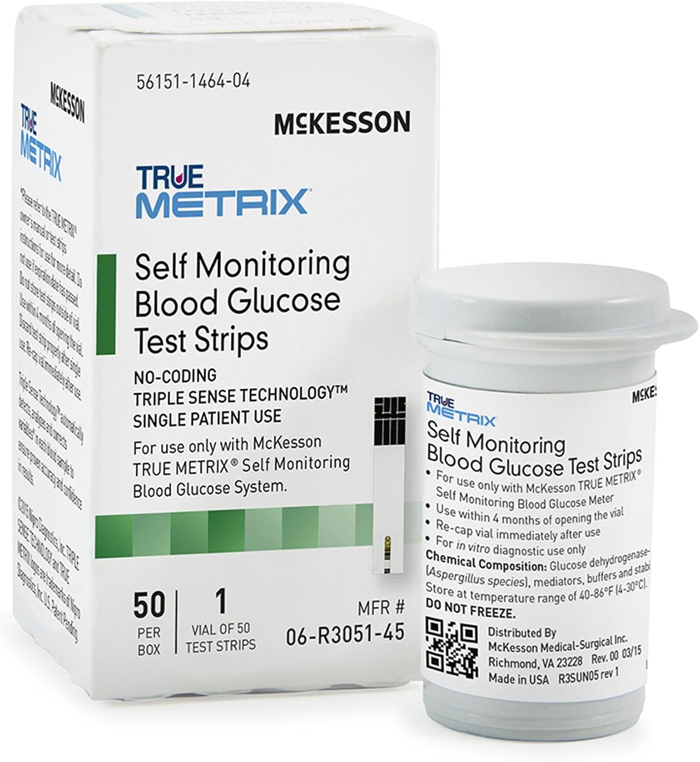 McKesson True METRIX Blood Glucose Test Strips for Diabetes, 50 Strips | Accurate Blood Sugar Monitor, Easy-to-Use with Glucose Meter, Portable, Reliable Diabetes Testing Kit