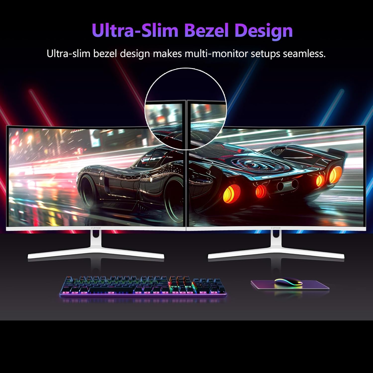 Z-Edge 34 inch WQHD 1440P Curved Gaming Monitor, 240Hz Computer Monitor | AG34P 1500R Frameless 21:9 Curved Screen, Height Adjustable, Office & Gaming, 1ms, Dual DP & HDMI, Metal Stand