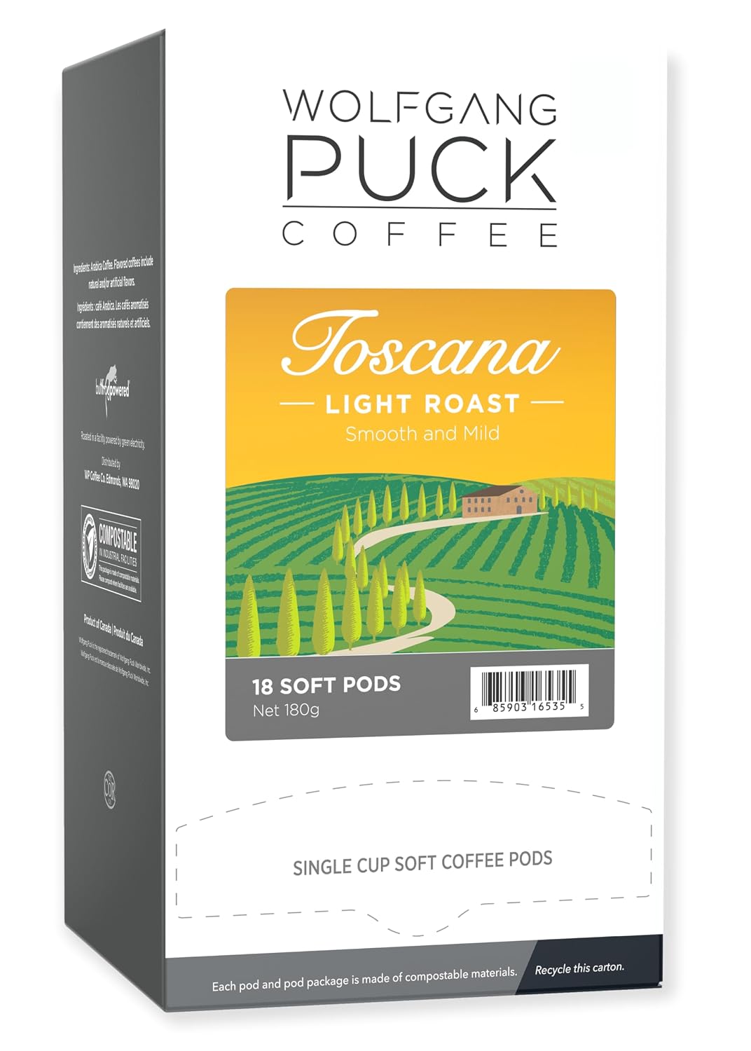 Wolfgang PuckCoffee, Caramel Cream, 9.5 Gram Soft Pods, 18 Count (Pack of 1)