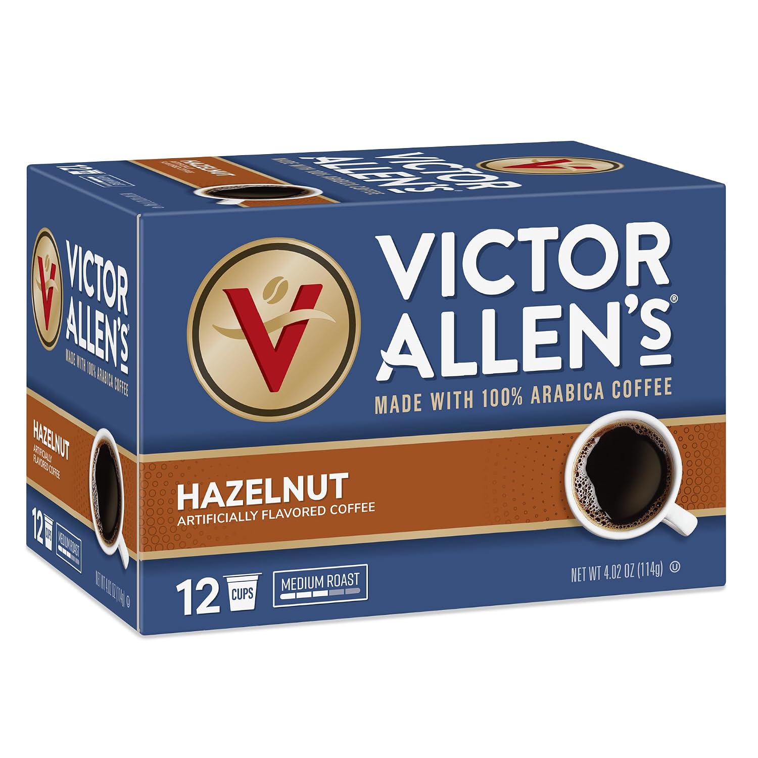 Victor Allen's Coffee Hazelnut Flavored, Medium Roast, 1 Pack - 12 Count, Single Serve Coffee Pods for Keurig K-Cup Brewers