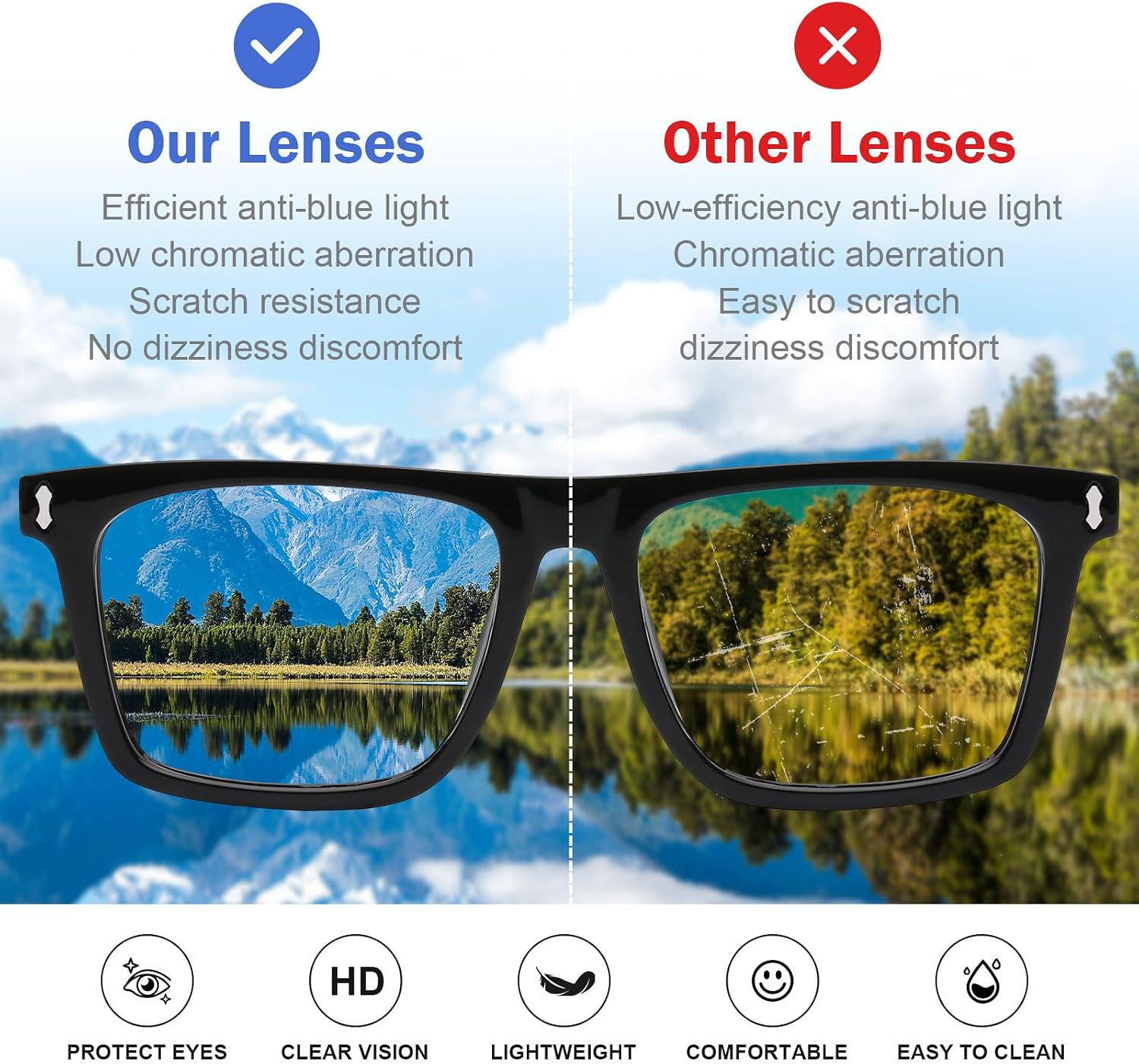AQWANO Oversized Computer Reading Glasses Blue Light Blocking, 4 Pairs Stylish Fashion Design Anti UV Ray/Eye Strain/Glare Readers Men Women, 1.5