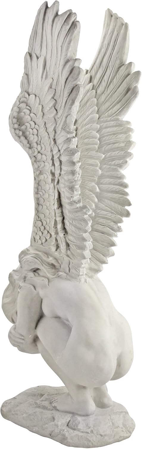 Design Toscano Remembrance and Redemption Angel Religious Indoor/Outdoor Garden Statue, From Base to Top of the Wings Nearly 3 feet tall! Tall, Cast Stone Resin, Antique Stone Finish
