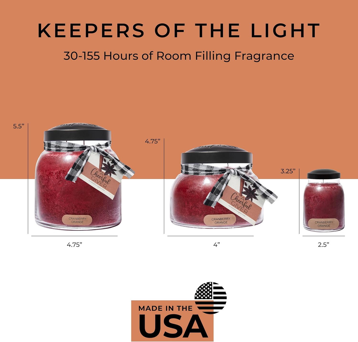 A Cheerful Giver - Juicy Apple - 34oz Papa Scented Candle Jar with Lid - Keepers of the Light - 155 Hours of Burn Time, Gift for Women, Red | Long Lasting Aromatherapy Candle with up to 155 Hours of Burn Time - Gift Ready (34oz)