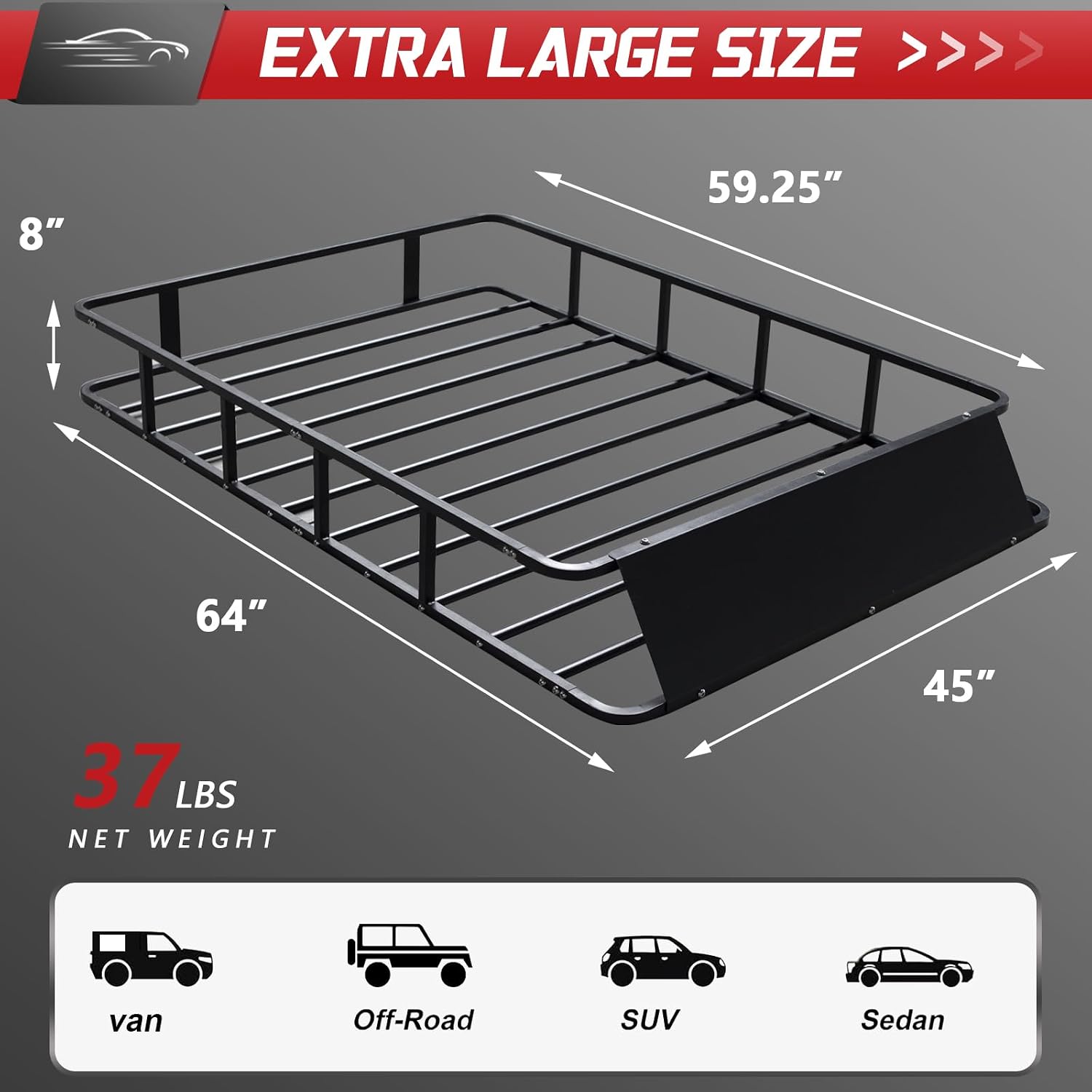 64”x39”x8” Roof Cargo Rack for SUV Car Trucks,Heavy Duty Cargo Basket Anti-Rust Top Luggage Rack