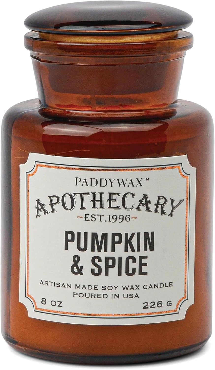 Paddywax Artisan Apothecary Scented Candle, Tobacco & Patchouli, 8 oz | With Lid, Reusable Glass Jar, Clean Burning Soy Candle, Approx. 54 Hour Burn Time