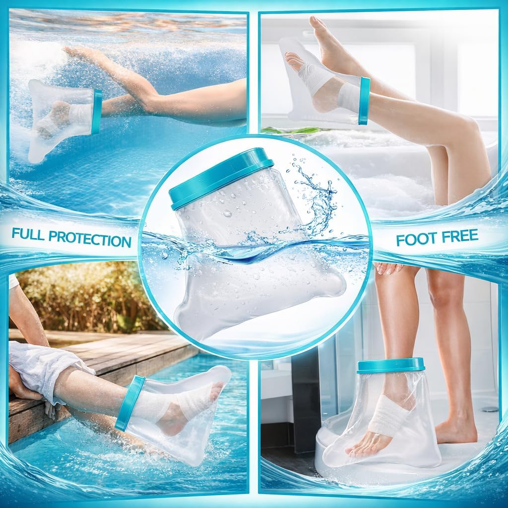 Waterproof Foot Cast Cover for Shower Adult, Patented Ankle Wound Protector Watertight Seal