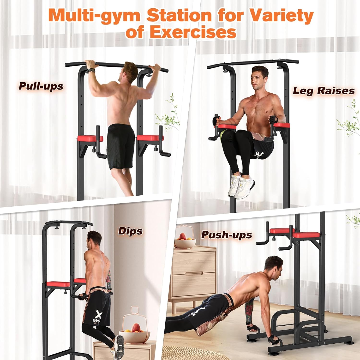 RELIFE REBUILD YOUR LIFE Pull Up Bar Free Standing Power Tower for Home Gym | Dip Station Pull Up Station, Multi-Function Home Fitness Equipment for Pull-Ups, Dips, Push-Ups, Full Body Strength Training